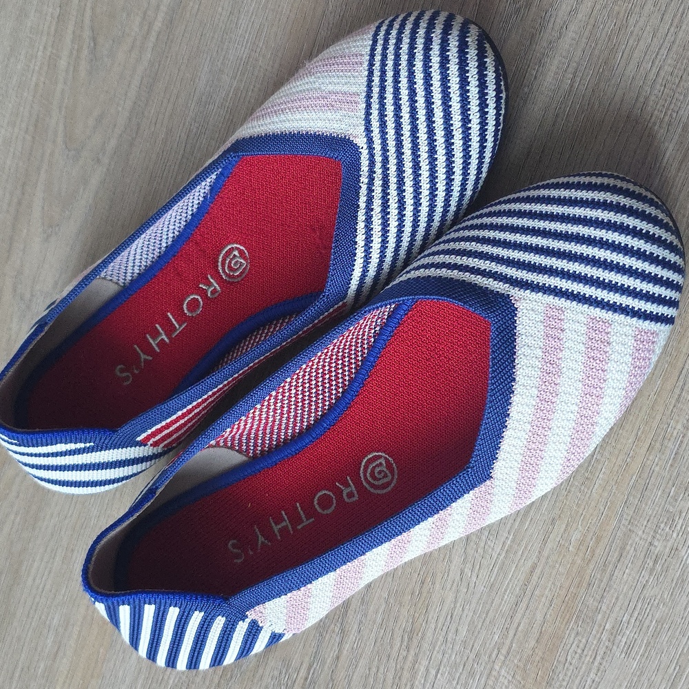 Rothy's Blue and Pink Striped Flats - Picture 4 of 13